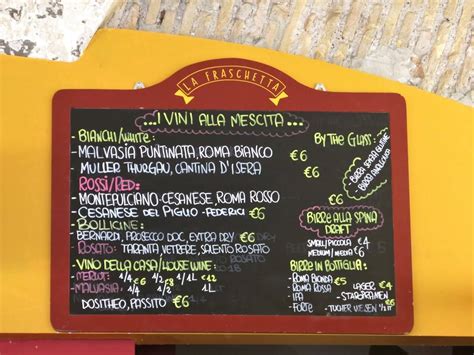 Menu Da La Fraschetta Di Castel Sant Angelo Ristorante Roma