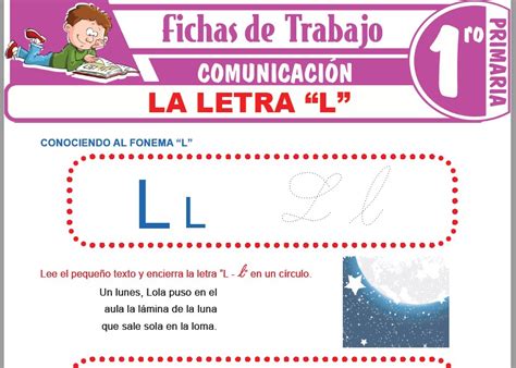 La Letra “l” Para Primero De Primaria Fichas De Trabajo