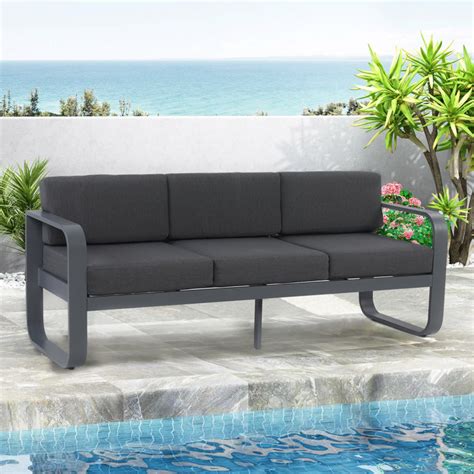 Ebern Designs Queanbeyan 76 Wide Outdoor Patio Sofa With Cushions