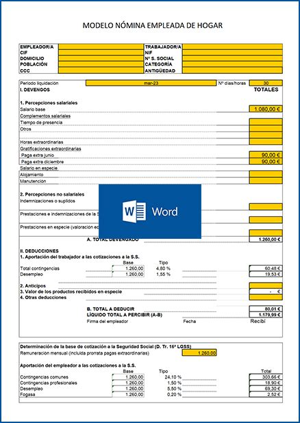 Modelo N Mina Empleada Hogar Rellenada En Excel