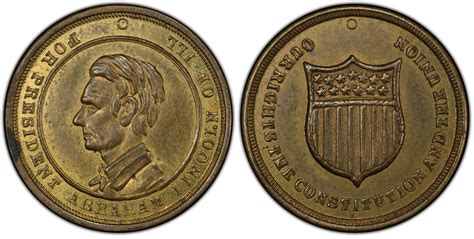 1861 65 Token F 506 513b Brass Abraham Lincoln Patriotic Regular