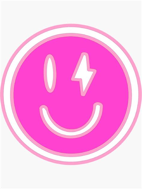 Preppy Pink Smiley Face Sticker For Sale By Savleigh Redbubble