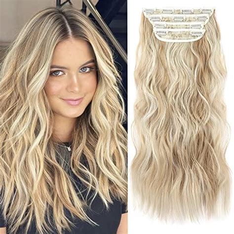 Amazon Blonde Hair Extensions Clip Ins 4PCS Curly Clip In Hair