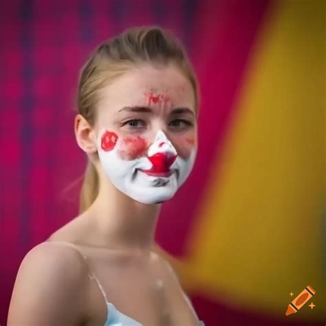 Woman With Clown Nose And Shaving Foam At The Circus