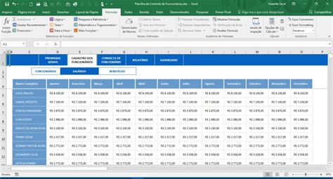 Planilha De Cadastro E Controle De Funcion Rios Em Excel Di Rio Excel