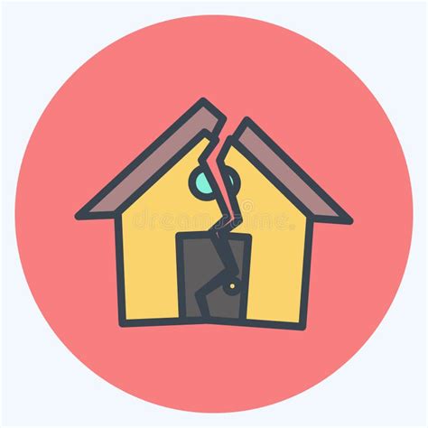 Icon Earthquake Hitting House Suitable For Disasters Symbol Color