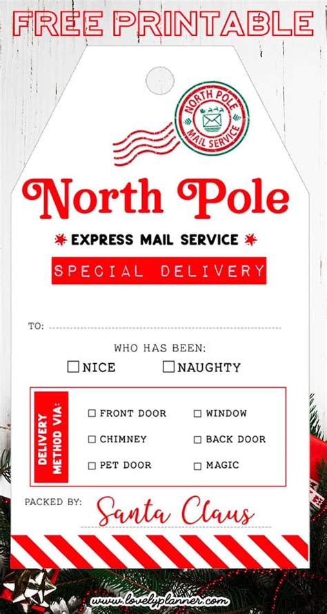 Free Printable North Pole Gift Tags Santa Gift Tags Lovely Planner