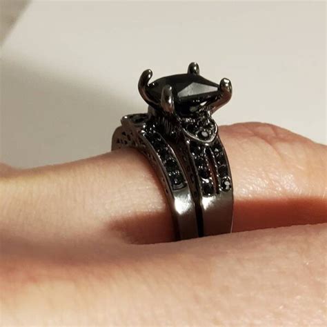 Black Gothic Wedding Ring Sets Etsy