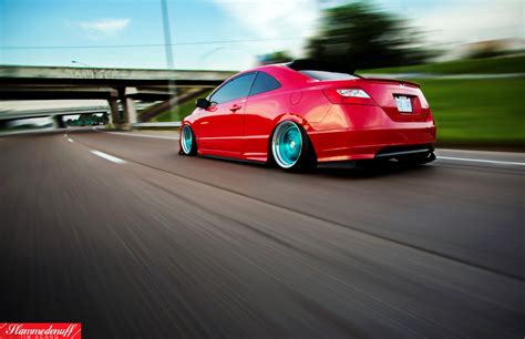 Jdm Red Honda Civic With Nice Stance And Blue Rims Carid Gallery