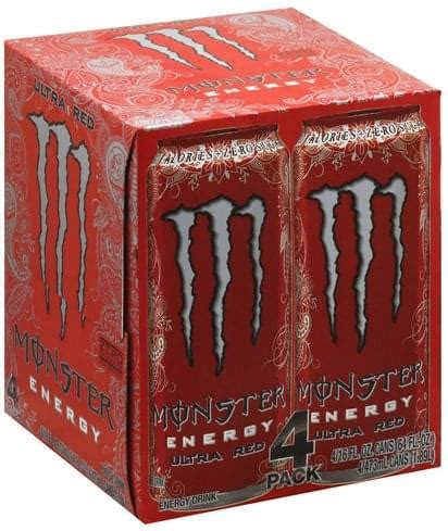 Monster Ultra Red, 4 Pack Energy Drink - 4 ea, Nutrition Information ...