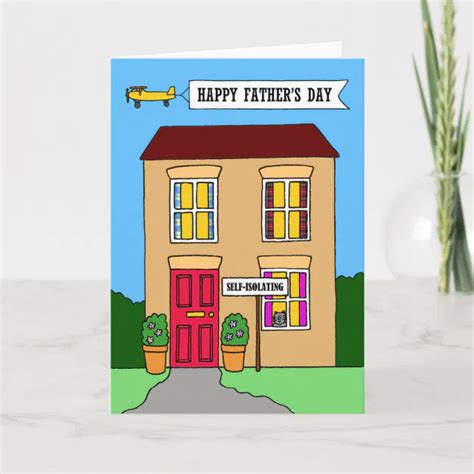 Happy Fathers Day Self Isolation Cartoon Card Zazzle