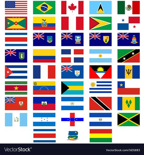 Flags of the countries of america Royalty Free Vector Image