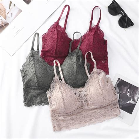 Kaufe Florale Spitze Bralettes für Frauen Bralette Gepolsterte Spitze