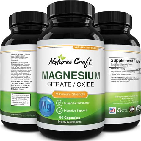 High Absorption Magnesium Complex Supplement Pure Magnesium Citrate