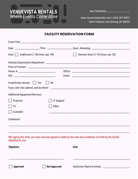 Simple Reservation Form Template Venngage