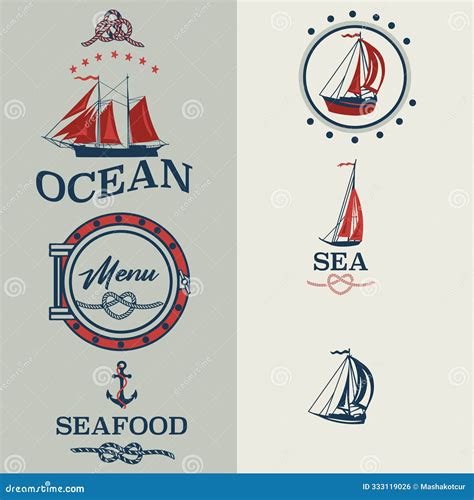 Collection Of Vector Marine Sea Ships Awesome For Logos Badges Menu Tags And Labels In Retro