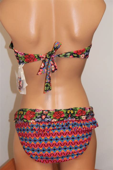 Nwt Jessica Simpson Swimsuit Bikini 2 Pc Set Sz S Bandeau Strap Ebay