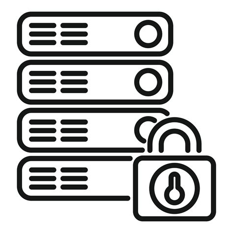 Locked Data Server Icon Outline Vector Platform System Vector