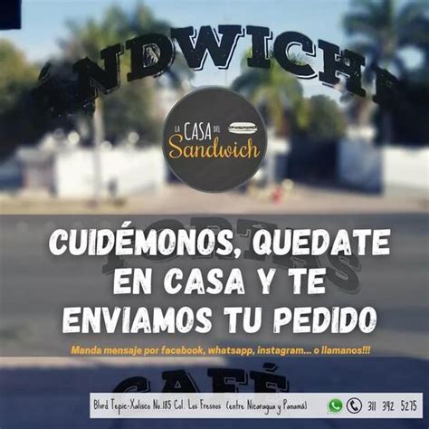 Menu at La casa del sándwich cafe Tepic