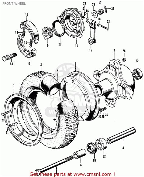 Honda Ct70 Trail 70 K0 1969 Usa Front Wheel Schematic Partsfiche