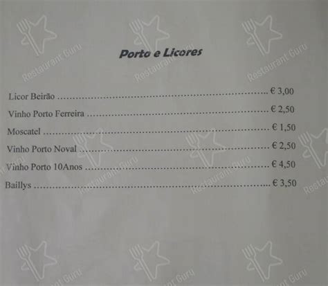 Menu Em Cantinho D Arcada Restaurante Lisboa