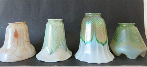 Rare Antique Quezal Pulled Feather Iridescent Glass Lamp Shade Ebay