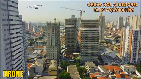 Drone mostra obras e edifícios nos arredores da Estação Belém do Metrô