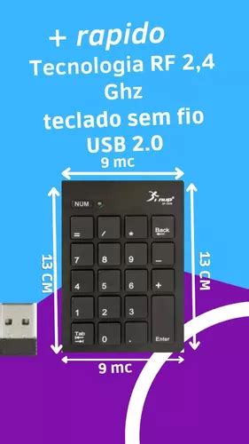 Teclado Num Rico Wireless Teclas Sem Fio Usb Mercadolivre