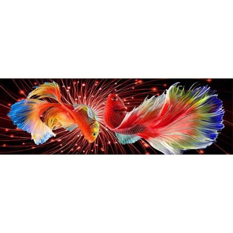 Colorful Double Fish Canvas Full Round Square Drill Diamond Painting