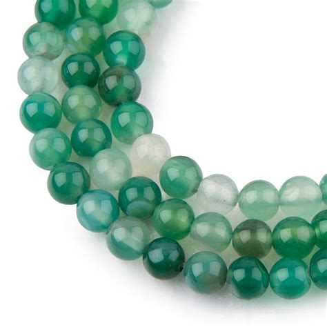 Green Banded Agate Beads 8mm Manumieu