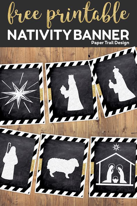 Christmas Nativity Banner Free Printable - Paper Trail Design