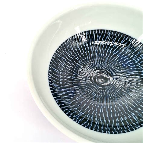 Japanese Ceramic Ramen Bowl White And Blue Spiral Pattern Rasen