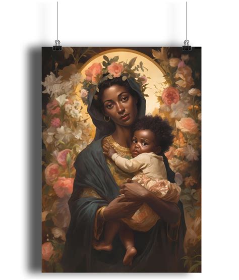 African American Virgin Mary Poster Black Virgin Mary Wall Art Black