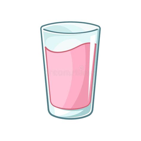 Tall Glass Of Strawberry Milk Clipart Stock Vector Illustration Of