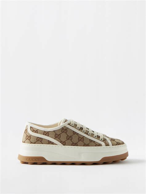 Gucci Chunky Sole Gg Canvas Trainers In Natural Lyst