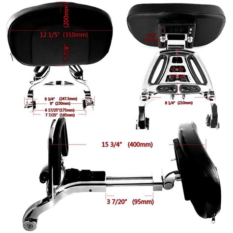 Chrome Multi Purpose Adjustable Driver Passenger Backrest For Harley