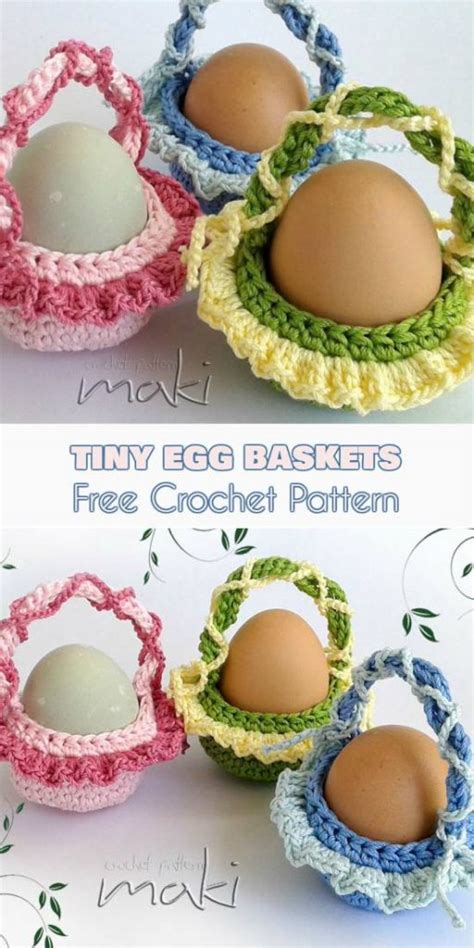 Tiny Easter Egg Baskets Free Crochet Pattern