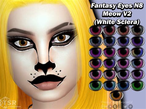 The Sims Resource Fantasy Eyes N8 Meow V2 White Sclera Facepaint