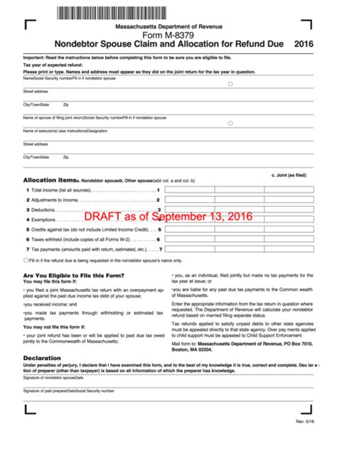 Form M Draft Nondebtor Spouse Claim And Allocation For Refund