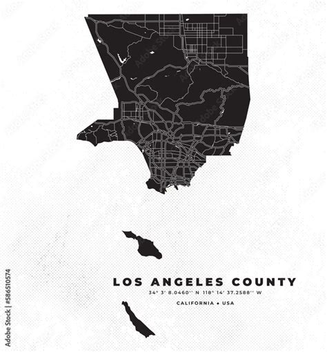 Los Angeles County Map California Vector Poster And Flyer Stock Vector