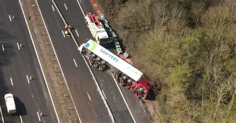 Video Footage Of Overturned M5 Lorry As Huge Effort To Get Motorway