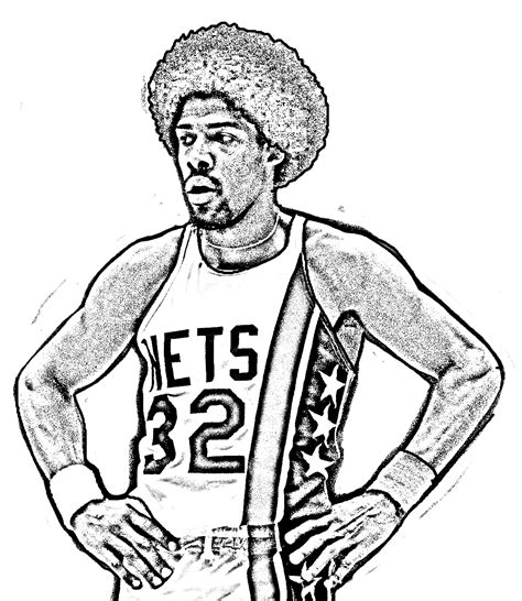 Dibujo De Julius Erving De Basket NBA Para Colorear