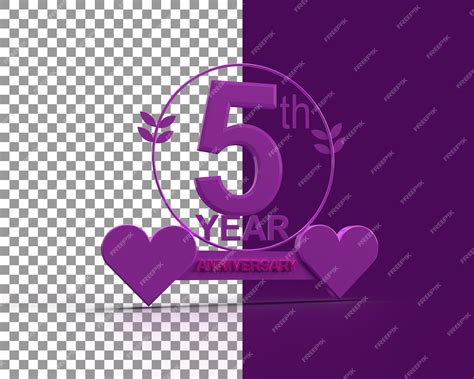 Aniversario De 5 Años Representación 3d Diseño De Feliz Día De Casados