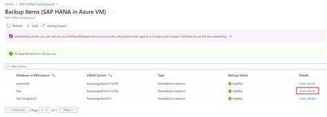 Azure Vm에서 Sap Hana 데이터베이스 인스턴스 복원 Azure Backup Microsoft Learn