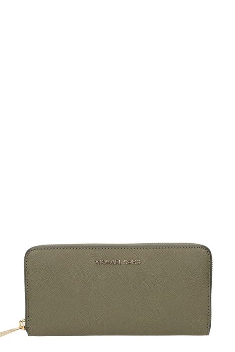 Michael Kors Olive Saffiano Leather Jet Set Wallet Green Modesens