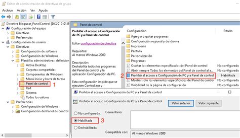 Prohibir el acceso al Panel de Control y Configuración a través de una GPO