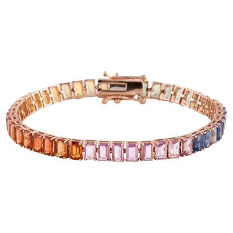 14 Karat Yellow Gold Rainbow Sapphire Bracelet At 1stdibs Rainbow