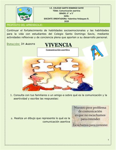 Comunicaci N Asertiva Generalidades Para Primario Worksheet Map Map