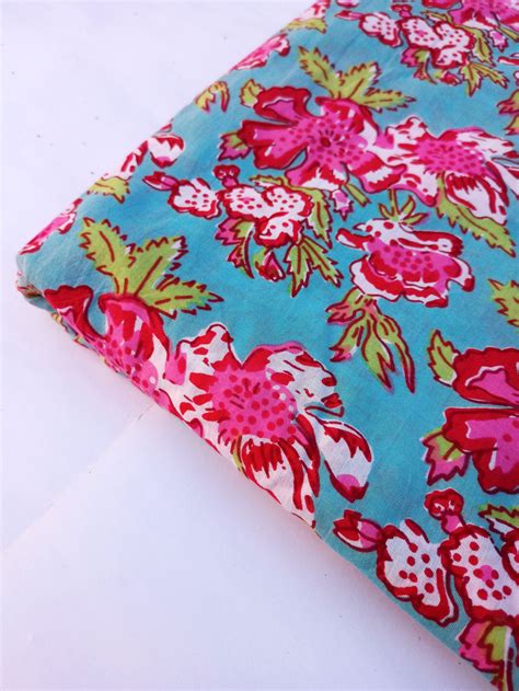 Pink Floral Print Cotton Fabric Indian Block Print Fabric Etsy