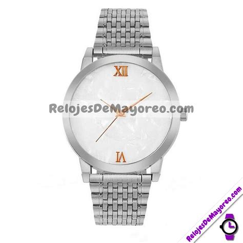 Reloj N Meros Romanos Plata Extensible Metal Marmoleado R Relojes